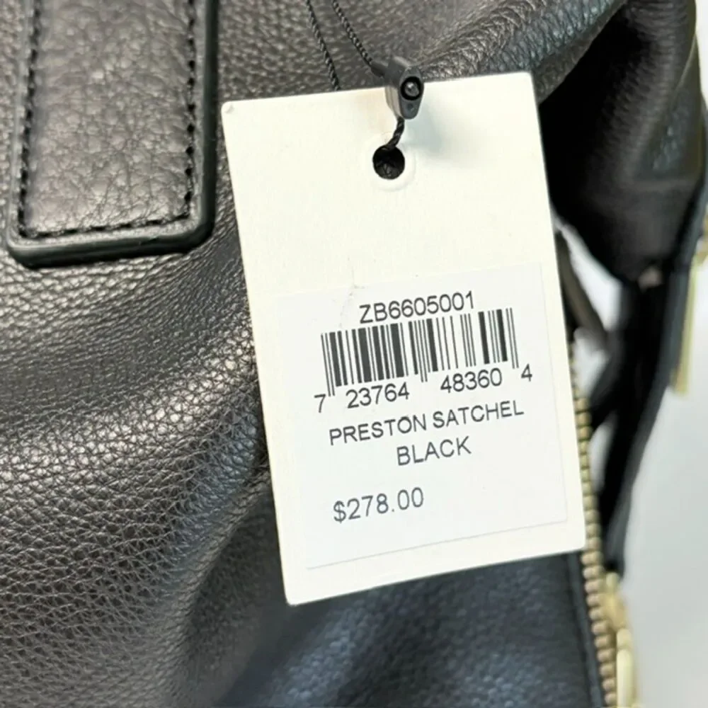 Fossil Preston Satchel Black Pebbled Leather Shoulder Bag NWT ZB6605001 Dust Bag